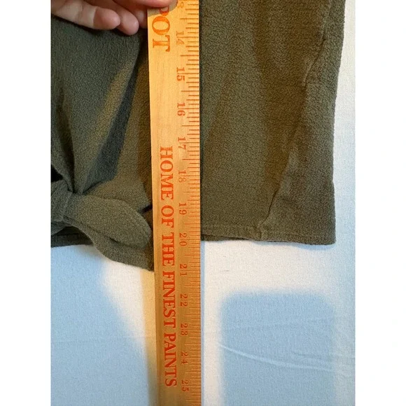 Madewell Olive Green Front Tie Knot Short Sleeve Cotton Top Small G6921 - Picture 5 of 10